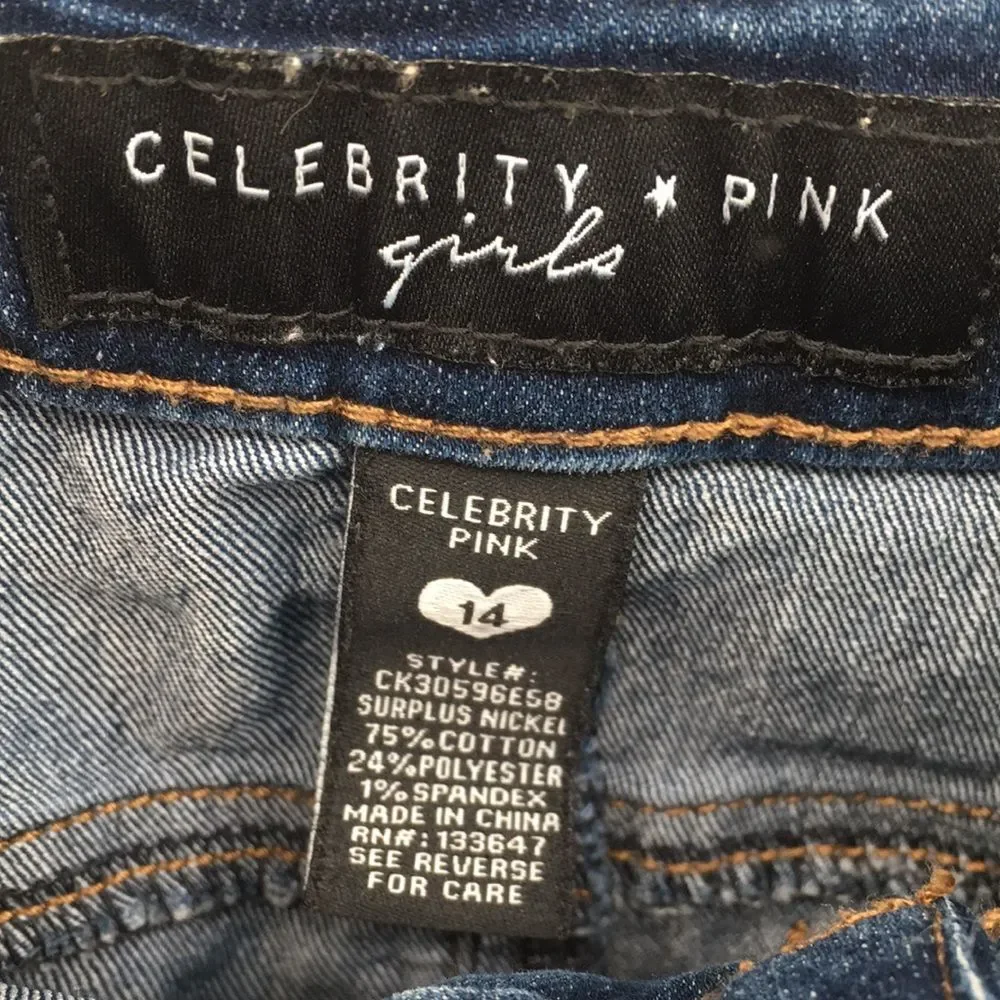 Celebrity Pink Dark Blue Denim Jean Shorts Girls 14